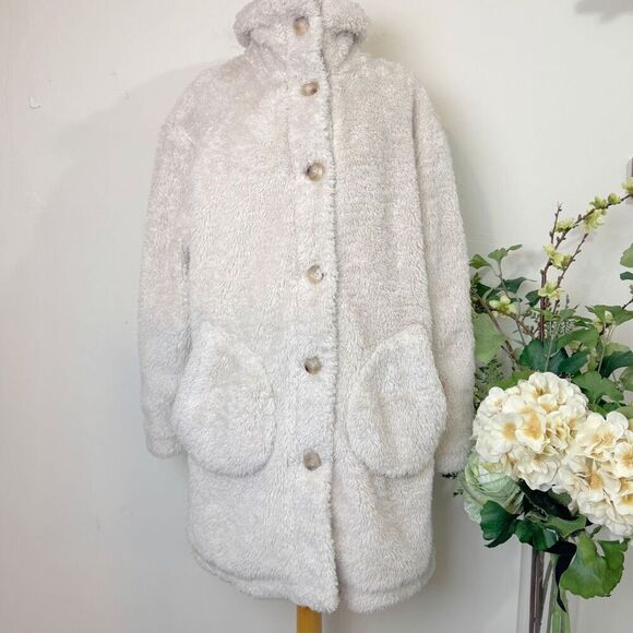 ANTHROPOLOGIE Current Air Sherpa puffer coat | medium | teddy coat - Picture 3 of 13